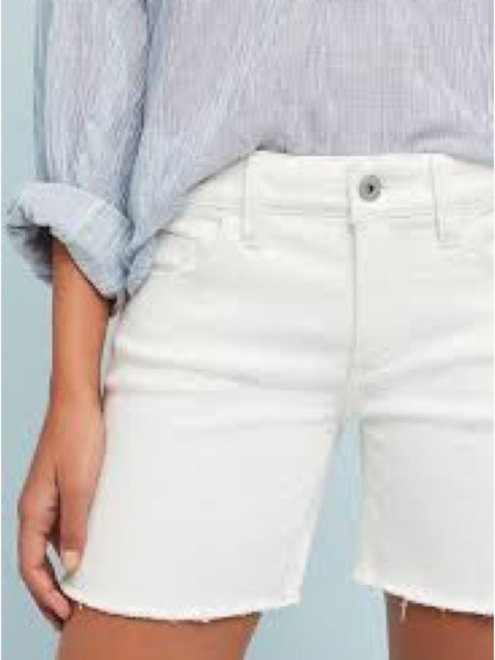 Anthropologie Women's White Mid-Rise Slim Denim Shorts, Size 30